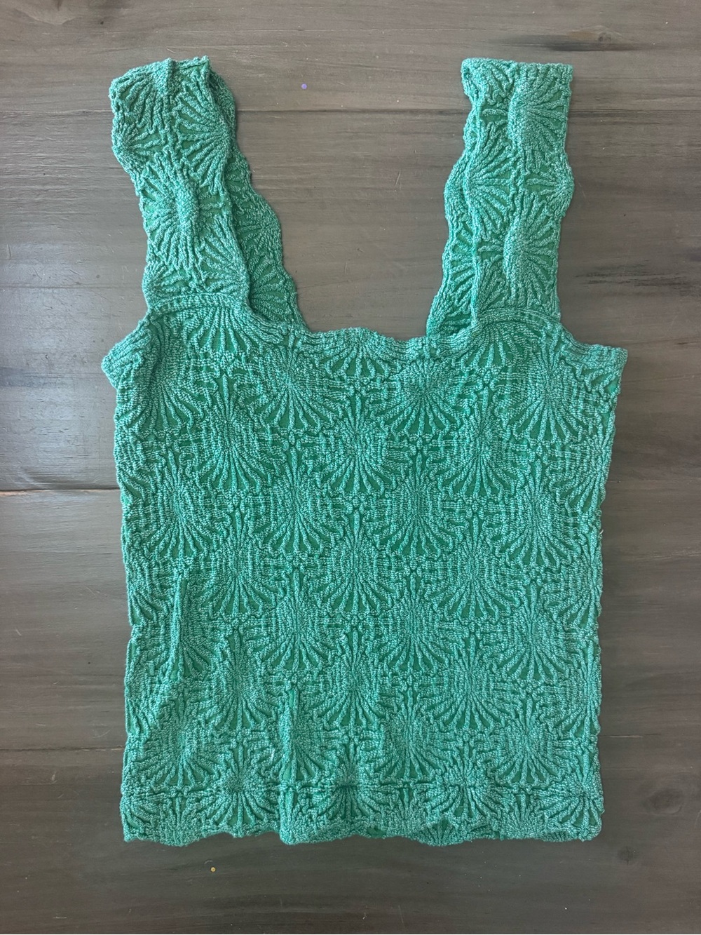Free People Boho Floral Textured Cami Green Women’s M/L Love Letter